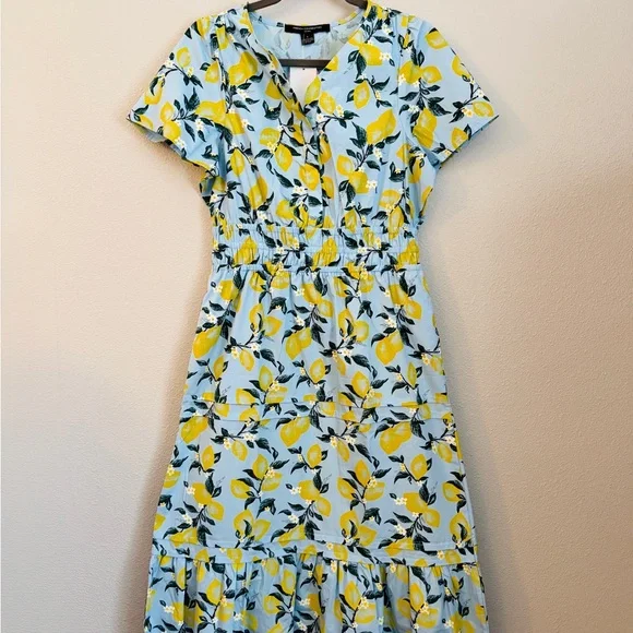 French Connection | Dresses | French Connection Lemons On Blue Midi Dress |  Poshmark